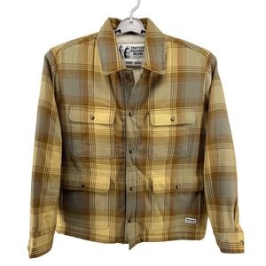 Marmot Ridgefield Sherpa Lined Flannel Shirt Jacket Men's L Yellow Brown